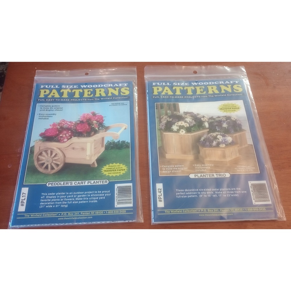 Winfield Collection Woodcraft Patterns Peddler's Cart Planter Trio Lot PL17 PL42